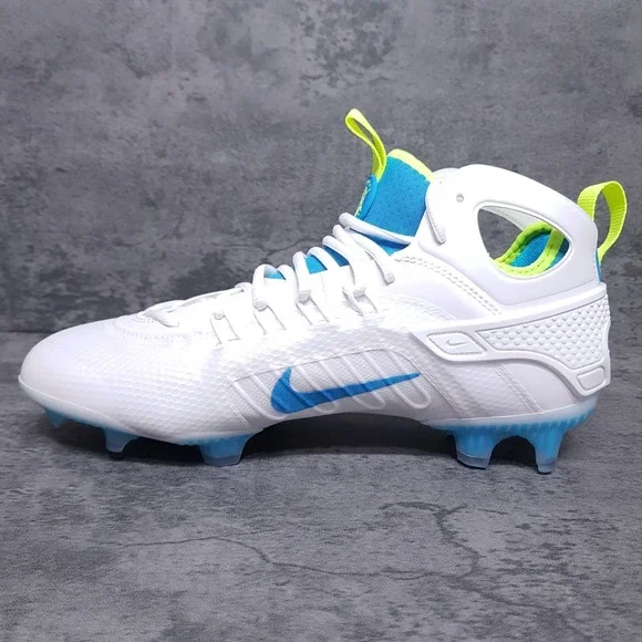 NIKE Huarache 9 Elite Mid Lax SE Lacrosse‎ Cleats Mens Size 11.5 White Blue - Picture 2 of 5
